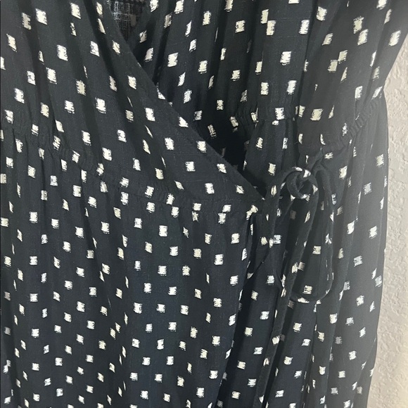 Knox Rose Black Polka Dot Wrap Midi Dress XL Boho Tiered Cottagecore - Picture 5 of 7